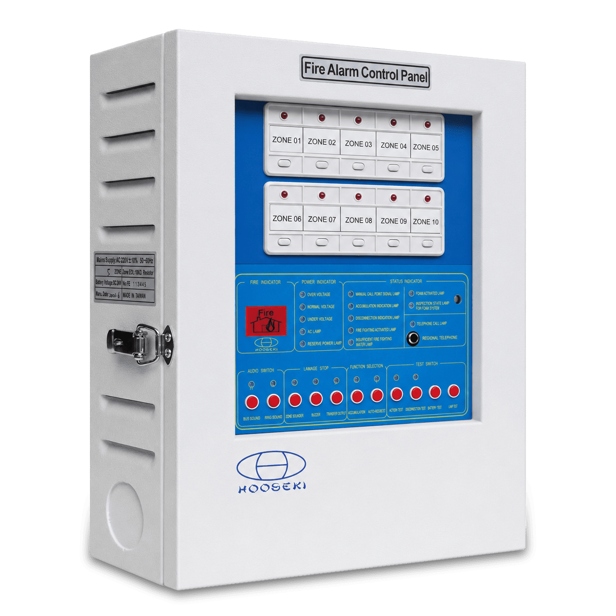 Hooseki Fire Alarm Control Panel 10 Zone C/W Battery Type HS-10L